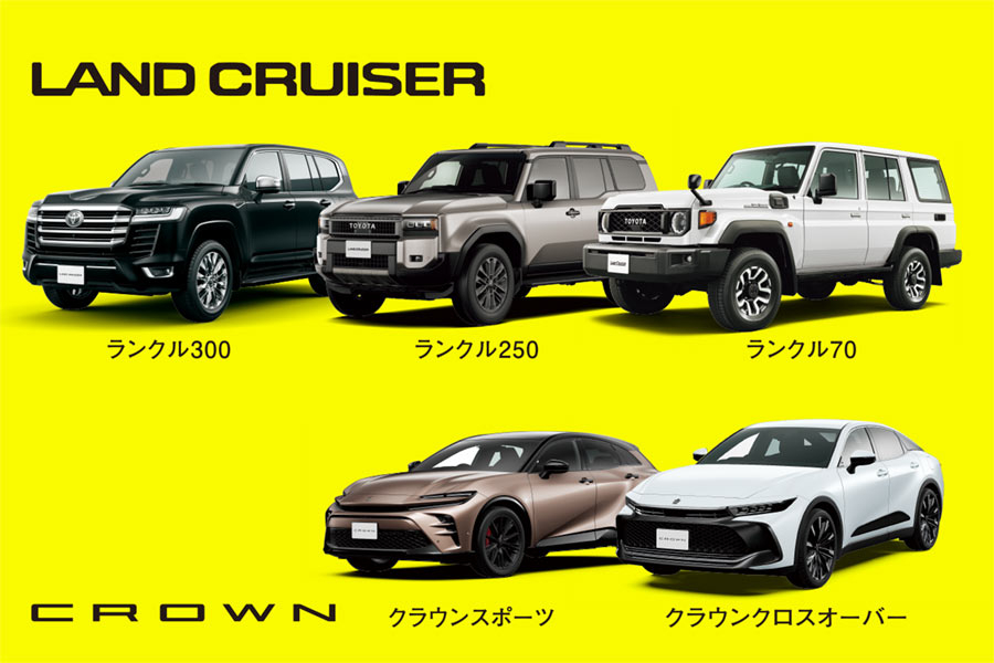 車両展示コーナーランドクルーザー300ランクル250ランクル70CROWNクラウンスポーツクラウンクロスオーバー