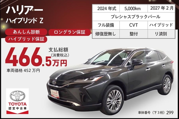 中古特選車20250913ハリアー