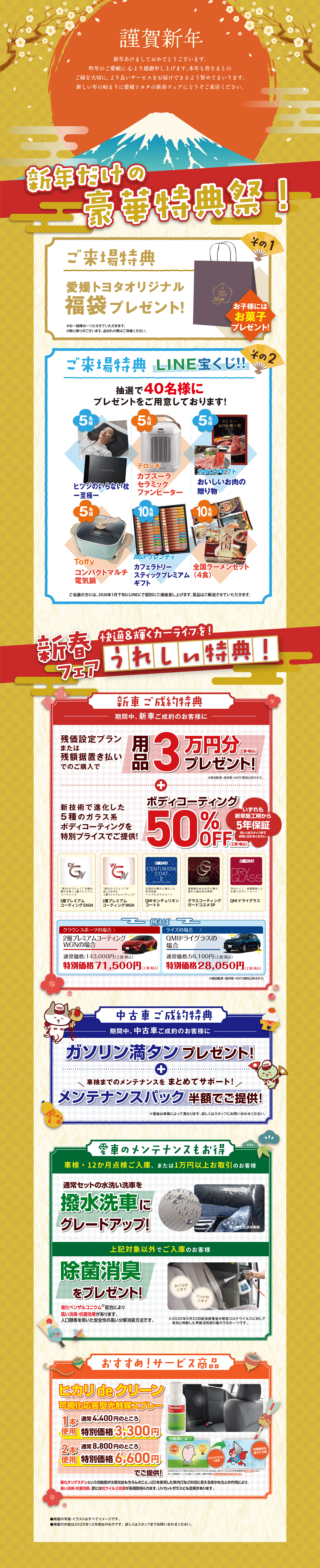 愛媛トヨタの新春フェアの特典