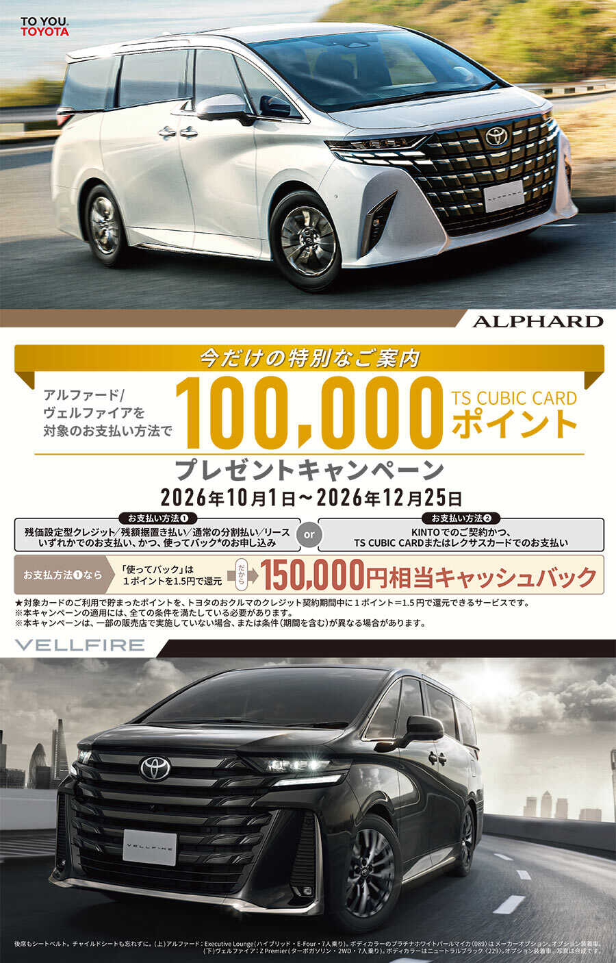 アルファード／ヴェルファイア TS CUBIC CARD 10万ポイントプレゼント